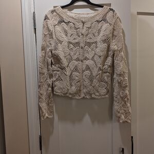 Mochy 100% Cotton Crochet Cardigan,S